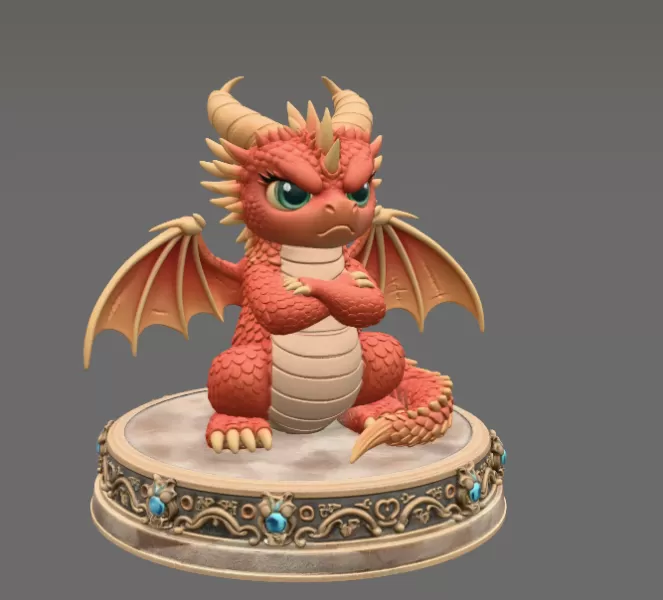 Grumpy Guardian Dragon STL File 3D Print - Model preview 6