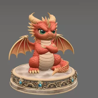 Grumpy Guardian Dragon STL File 3D Print - Model thumbnail 6