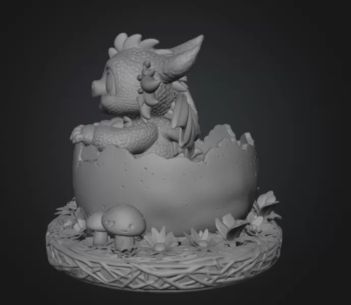 Baby Dragon in Egg – STL File for 3D Printing - Model preview 9