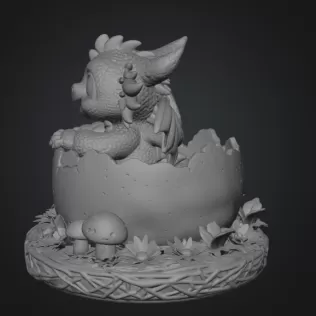 Baby Dragon in Egg – STL File for 3D Printing - Model thumbnail 9