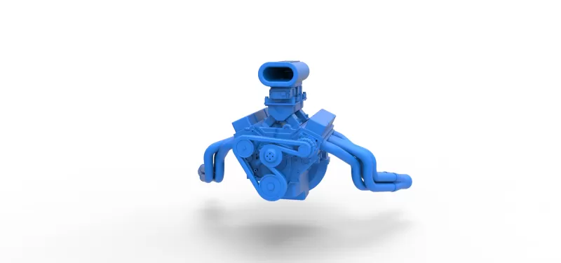 Engine V8 for vintage dragster Version 8 Scale 1:25 - Model preview 4