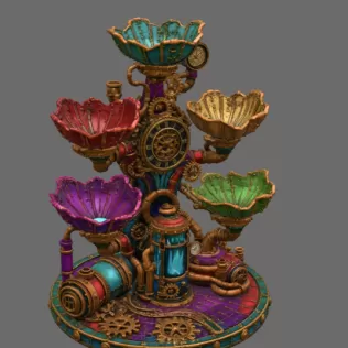 Steampunk Lotus Jewelry Organizer STL File for 3D Print - Model thumbnail 9