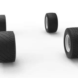 Wheel Set of Vintage Dirt Modified stock car Scale 1:25 - Model thumbnail 8