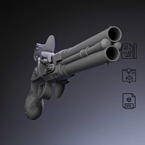 Double Barrel Flintlock Pistol #RoZ - Model preview 4