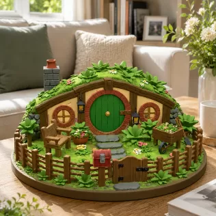 Cozy Hobbit Garden Cottage STL File for 3D Print - Model thumbnail 4