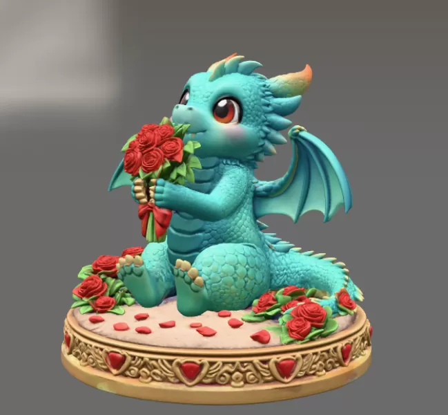 Romantic Dragon STL File for 3D Print - Model preview 4