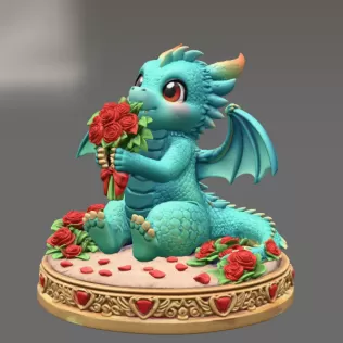 Romantic Dragon STL File for 3D Print - Model thumbnail 4