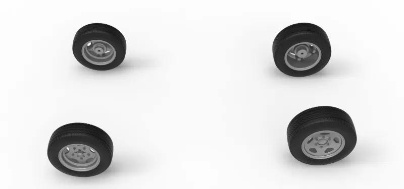 Wheel Set of New Zealand Vintage Stock car Scale 1:25 - Model preview 5