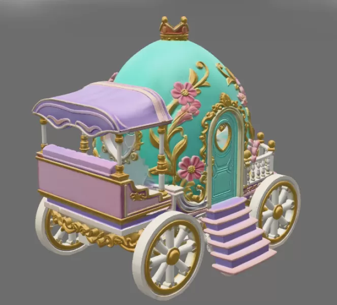 Royal Fantasy Egg Carriage - STL File 3D Printable - Model preview 6