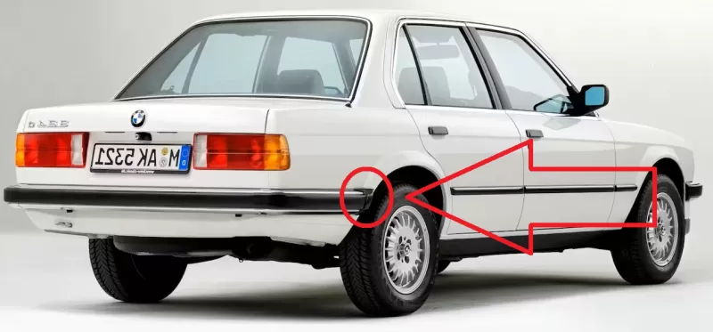 Real scale BMW 3er E30 rear bumper end piece 51121888287 511218 - Model preview 1