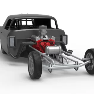 Front engine old school dragster with shell V12 Scale 1:25 - Model thumbnail 22