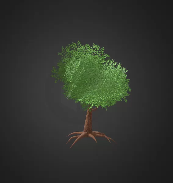 Stylish Low Poly Tree with Roots - Model preview 2