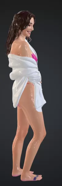 Frau vom duschen mit bademantel - Model preview 4