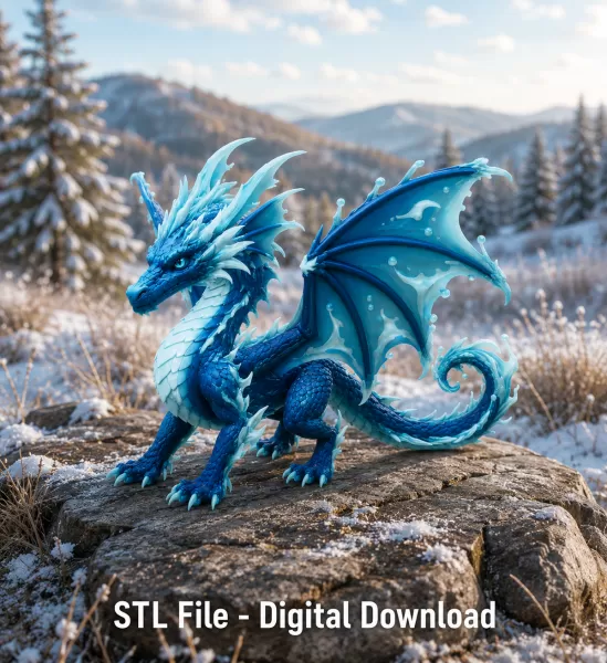 🌊 Frostwave Water Dragon STL File for 3D Print - Model preview 4