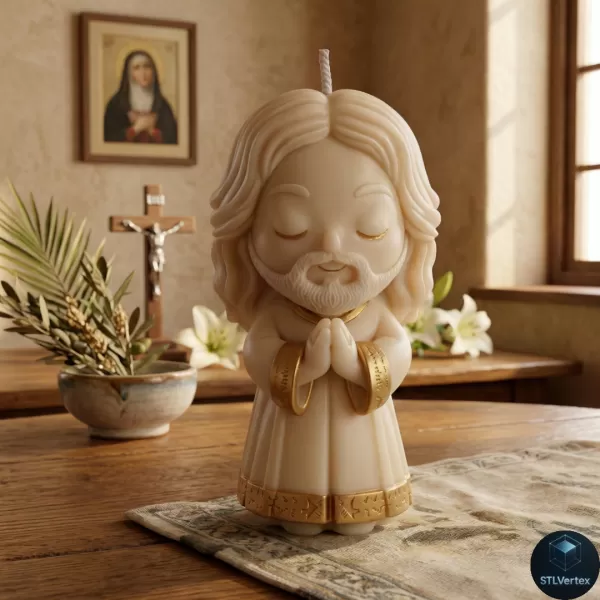 Chibi Praying Jesus - 3D Printable Candle & Decor Model - Model preview 1