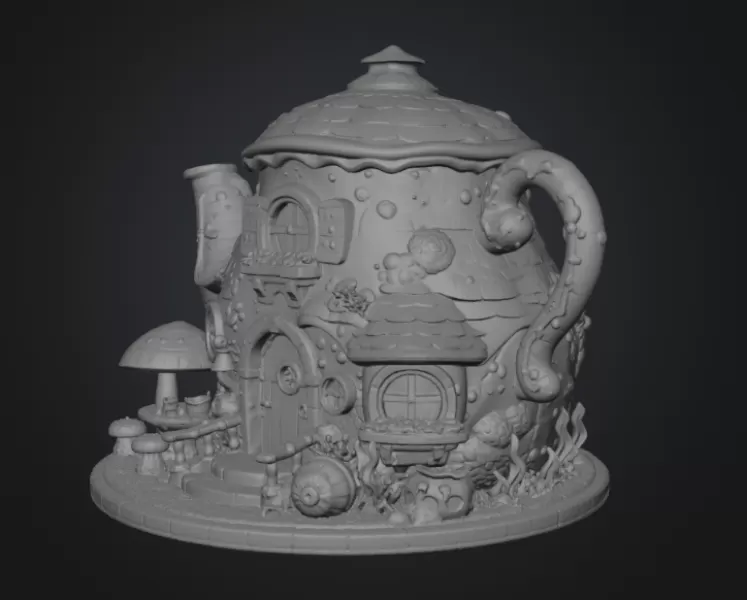 Enchanted Teapot Cottage STL File for 3D Print - Model preview 15
