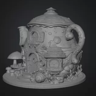 Enchanted Teapot Cottage STL File for 3D Print - Model thumbnail 15