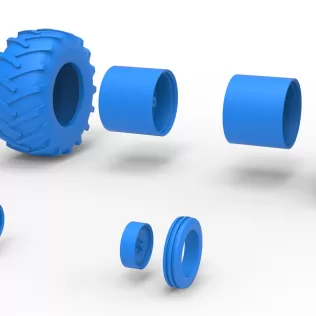 Wheel Set of Vintage Pulling tractor Version 2 Scale 1:25 - Model thumbnail 9