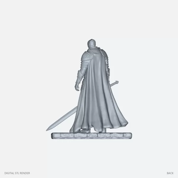 Closed Helmet Sword Knight Statue - STL - Model preview 4