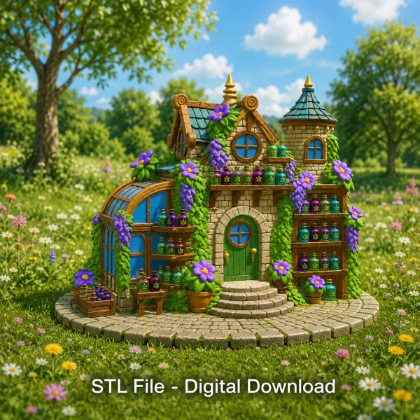 Enchanted Herbalist Cottage STL File for 3D Print - Model preview 2