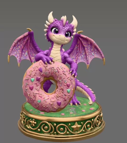 Sweet Donut Dragon STL File for 3D Print - Model preview 8