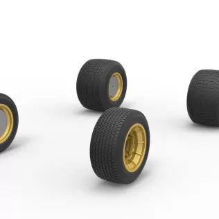 Wheel Set of Vintage Dirt Supermodified stock car Scale 1:25 - Model thumbnail 2