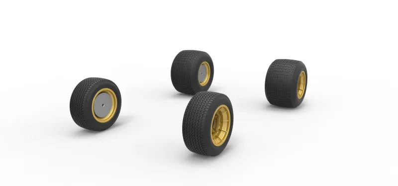 Wheel Set of Vintage Dirt Supermodified stock car Scale 1:25 - Model preview 2