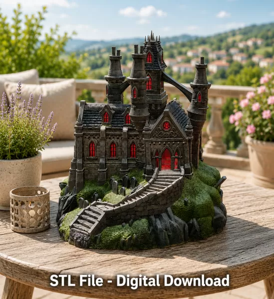 Shadowspire Gothic Manor STL File for 3D Print - Model preview 2