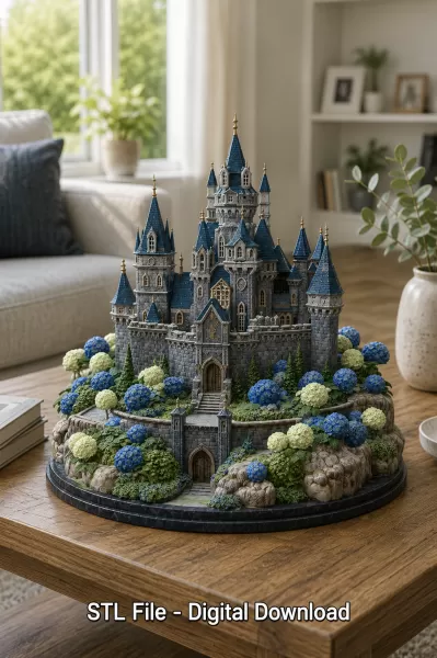 🏰 Enchanted Blue Castle STL File for 3D Print - Model preview 4
