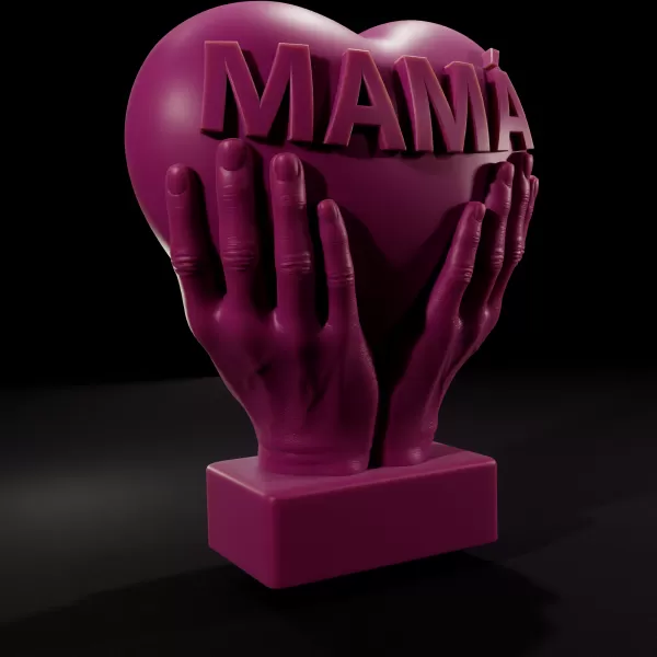 Happy Mother's Day Heart in Hands Candle - Printable 3D Model - Model preview 4