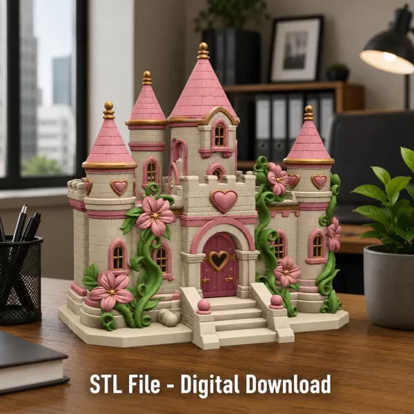 Enchanted Heart Blossom Castle STL File for 3D Print - Model preview 4
