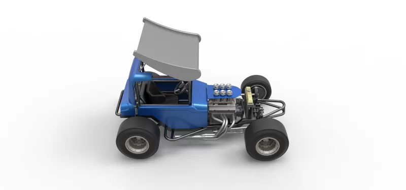 Vintage Winged Supermodified stock car Version 2 Scale 1:25 - Model preview 23