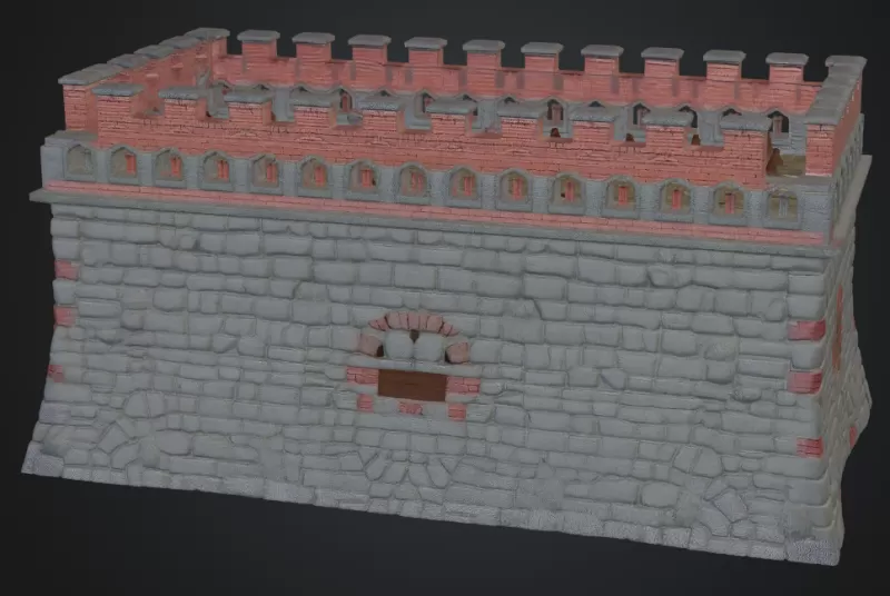 Mauer mit schiessschadten - Model preview 1