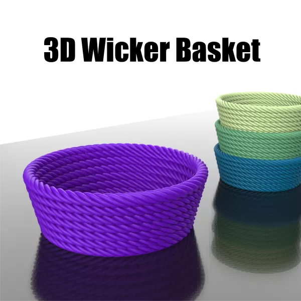 Wicker Basket, 3D Rope Bowl, Mesh Decor and for Jewelry; Keys; - Model preview 1