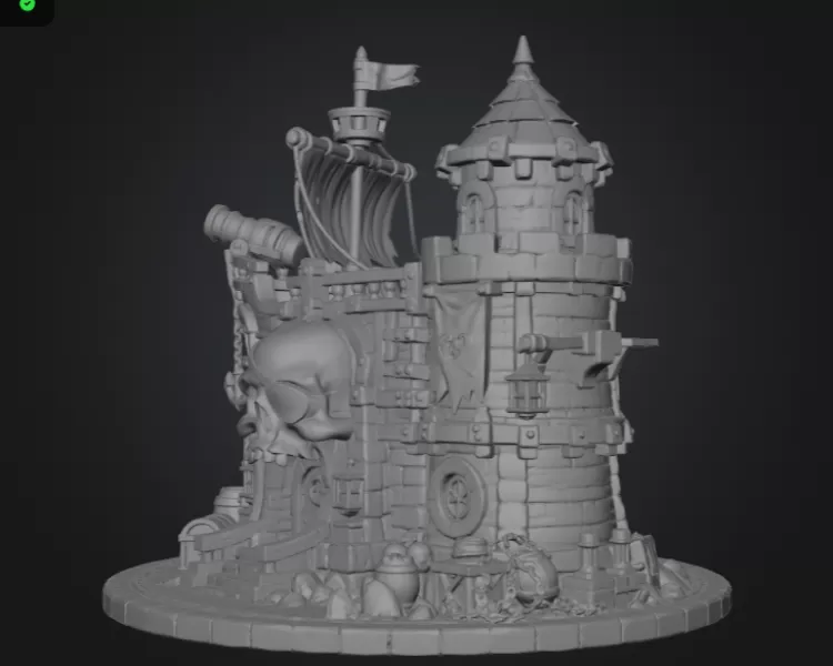 Pirate Skull Fortress STL File for 3D Print - Model preview 9
