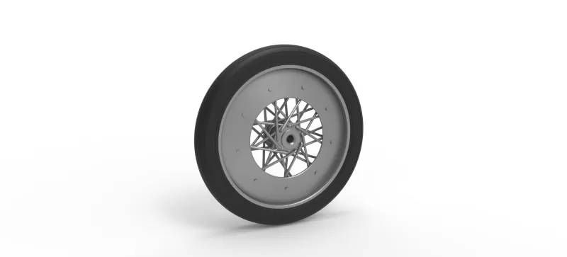 Front wire wheel of vintage dragster Version 3 Scale 1:25 - Model preview 1