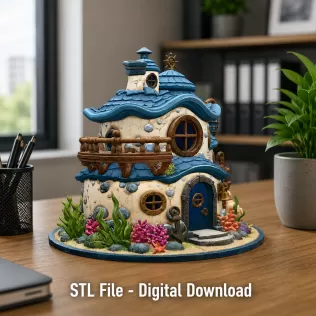 Seaside Fantasy Cottage STL File for 3D Print - Model thumbnail 1