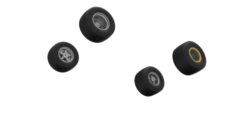 Wheel Set of Vintage Dirt late model Race car V4 Scale 1:25 - Model preview 3