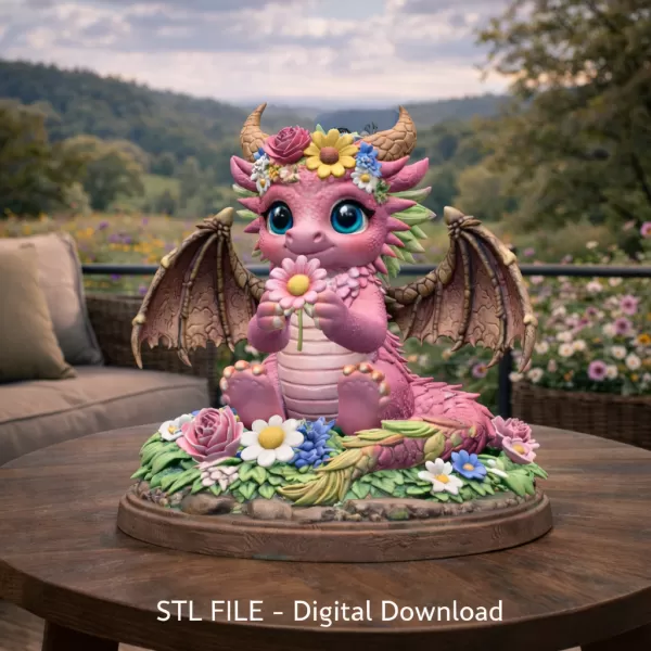 Cute Flower Dragon STL File 3D Print - Model preview 11
