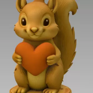 Adorable Squirrel with Heart – Cute 3D Printable Animal Figurine - Model thumbnail 3