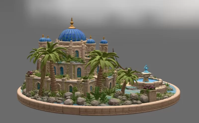 Azure Oasis Palace STL File for 3D Print - Model preview 11