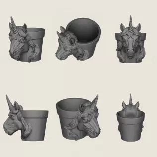 Planter Collection (6 Animal Head Planter) - Model thumbnail 2