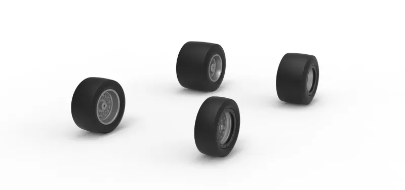 Wheel Set of Vintage Pavement Silver Crown Car Scale 1:25 - Model preview 2