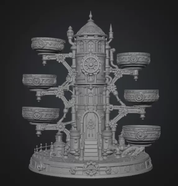 Steampunk Key & Jewelry Organizer STL File for 3D Print - Model preview 12