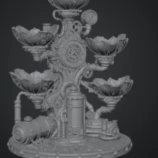 Steampunk Lotus Jewelry Organizer STL File for 3D Print