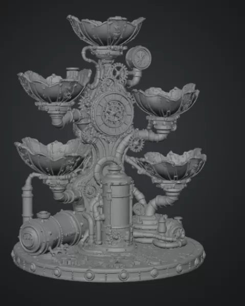 Steampunk Lotus Jewelry Organizer STL File for 3D Print - Model preview 18