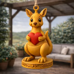 Kangaroo with Heart — Detailed Kangaroo Pendant / Figurine