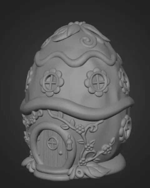 Cute Fantasy Egg House - STL File - Model preview 8