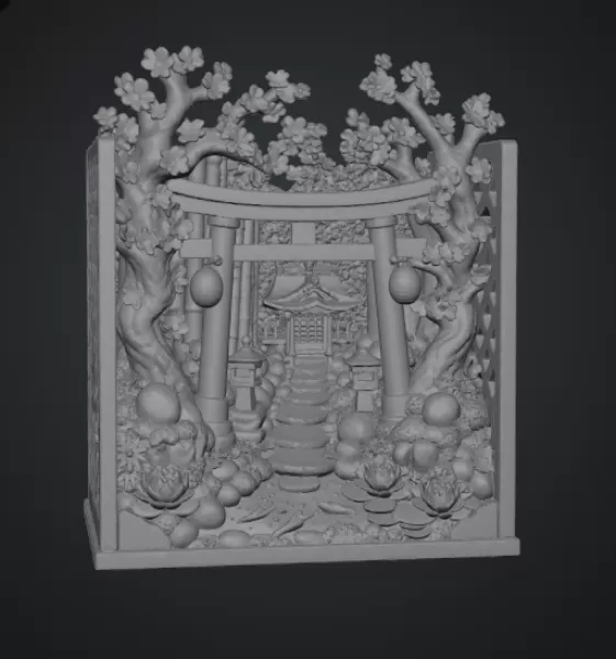 Sakura Sanctuary Book Nook STL File for 3D Print - Model preview 20