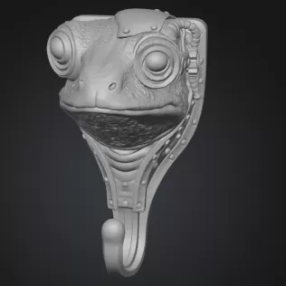 Steampunk Frog Wall Hook – 3D Print Model - Model thumbnail 2